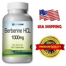 Load image into Gallery viewer, Berberine HCl 1000mg Diabetes,Depression,Cholesterol,Heart Big Bottle 120 Capsules PL