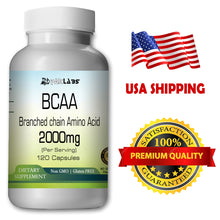 Load image into Gallery viewer, BCAA Branched Chain Amino Acids 2000mg Serving 120 Capsules PL