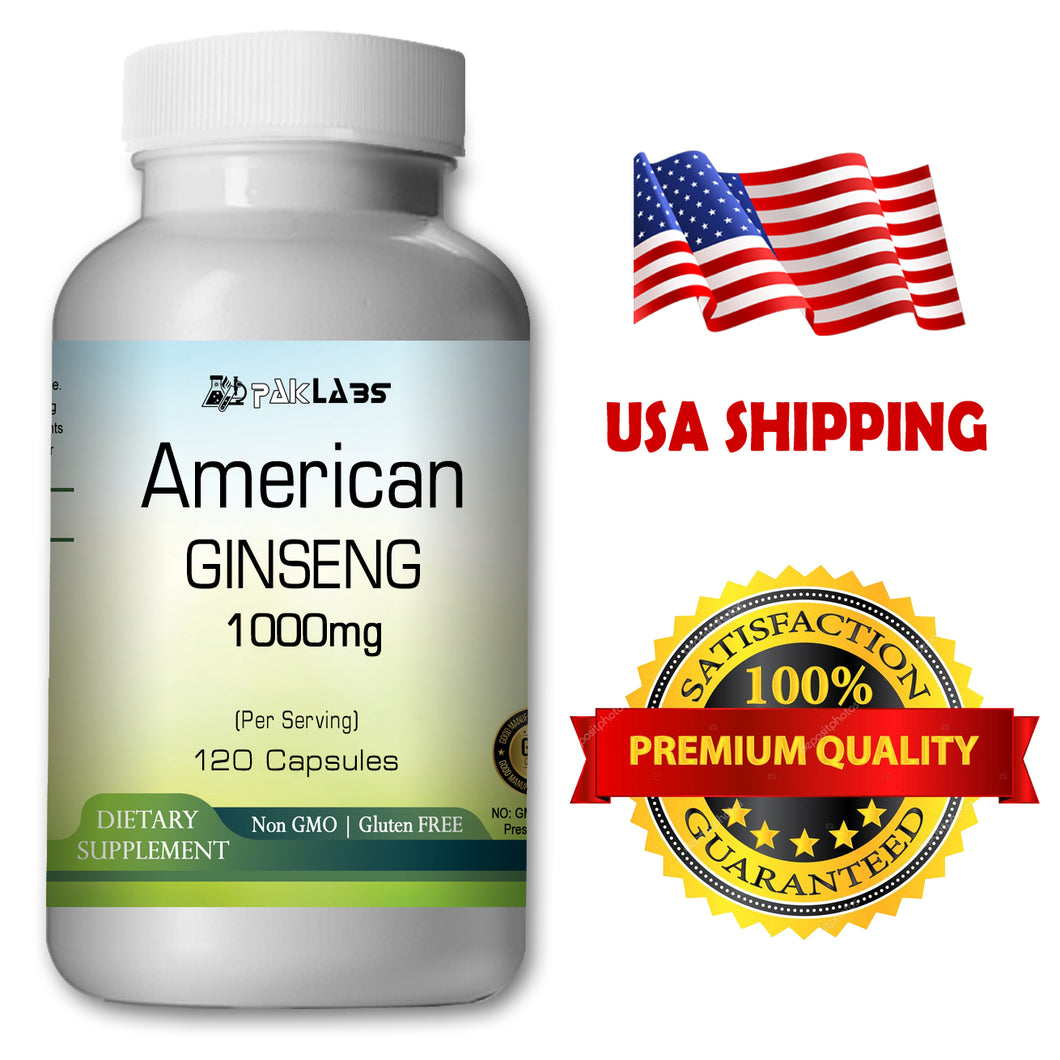 American GINSENG 1000mg High Potency Big Bottle 120 Capsules PL