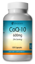 Load image into Gallery viewer, CoQ-10 600mg Large Bottles Of 120 Capsules Per Serving  Sunlight