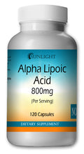 Load image into Gallery viewer, ALA Alpha Lipoic Acid 800mg Serving Extreme Strength Big Bottle 120 Capsules - Sunlight
