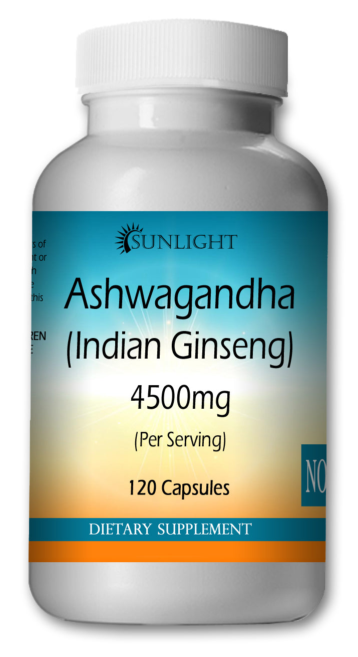 Ashwagandha Capsules 4500 mg 120 Maximum Strength Indian Ginseng USA SHIPPING - Sunlight