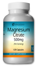 Load image into Gallery viewer, Magnesium Citrate 500mg Large Bottles Of 120 Capsules Per Serving Sunlight