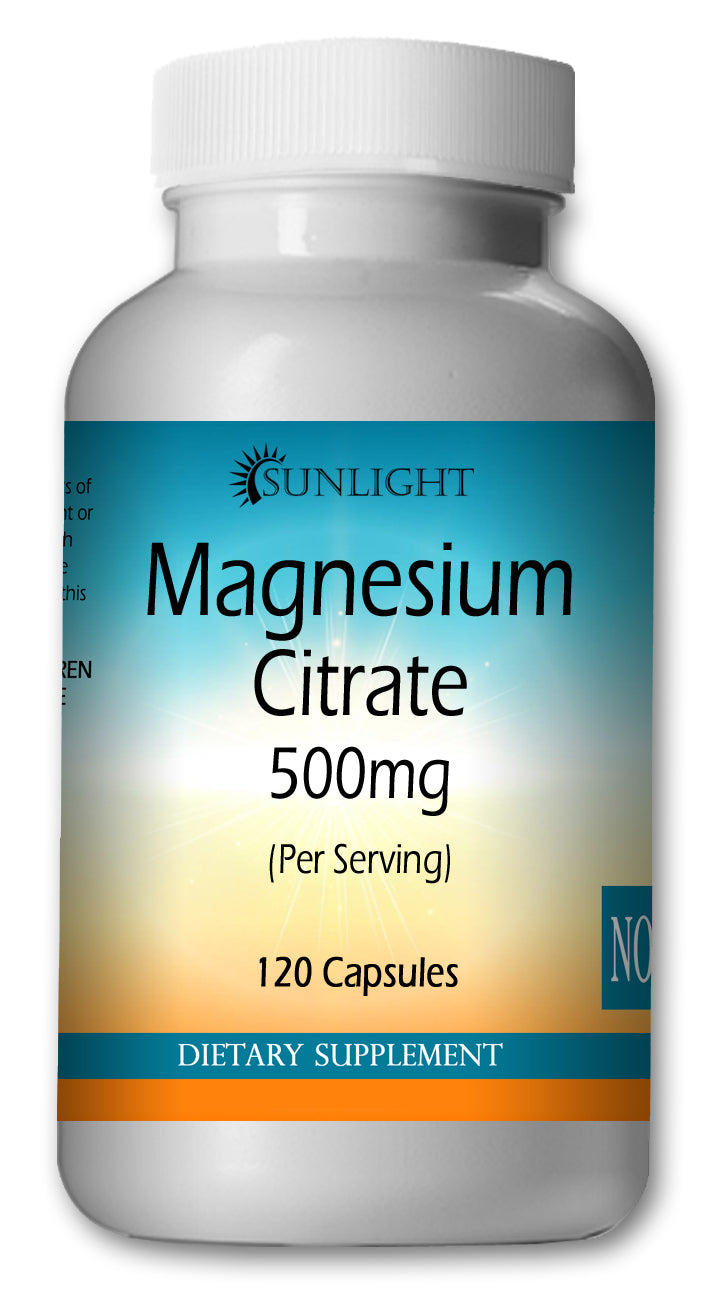 Magnesium Citrate 500mg Large Bottles Of 120 Capsules Per Serving Sunlight