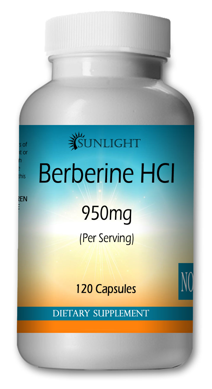 Berberine HCl 950mg Serving, 120 Capsules - Gluten Free, Vegetarian & Non-GMO SL