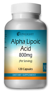 ALA Alpha Lipoic Acid 800mg Serving Extreme Strength Big Bottle 120 Capsules - Sunlight