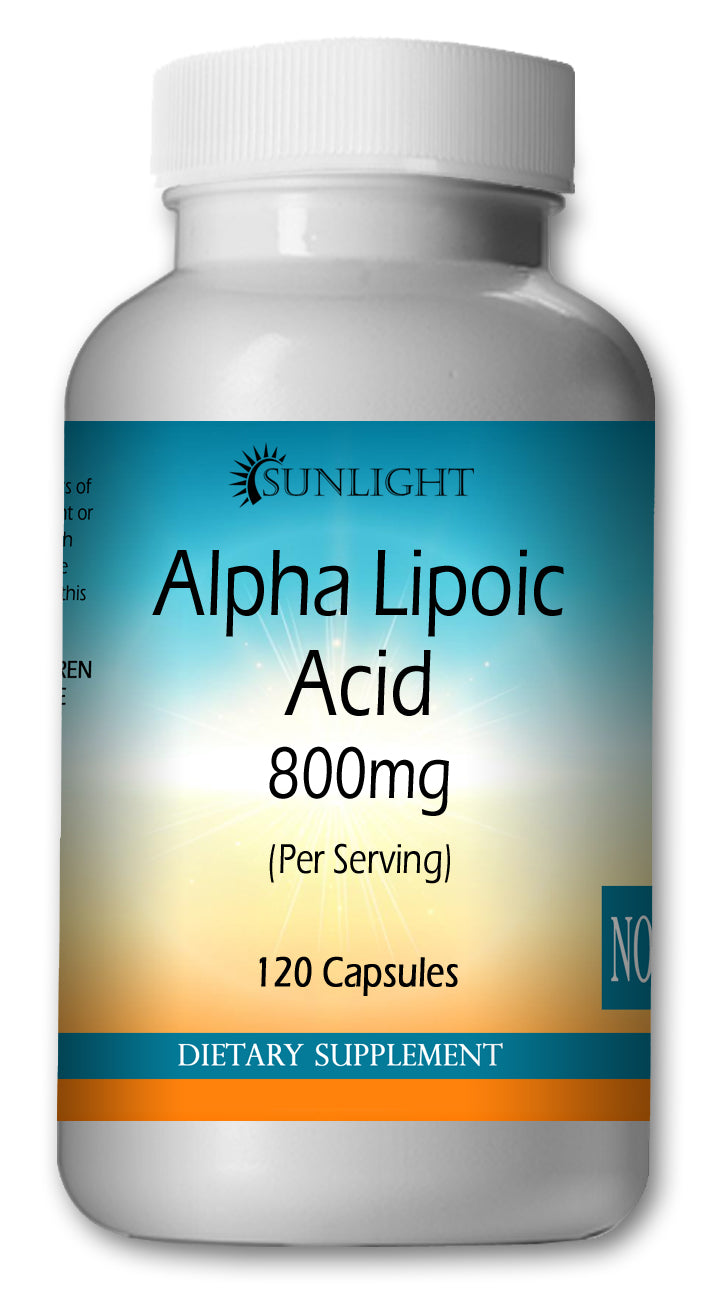 ALA Alpha Lipoic Acid 800mg Serving Extreme Strength Big Bottle 120 Capsules - Sunlight