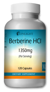 Berberine HCl 1350mg Serving, 120 Capsules - Gluten Free, Vegetarian & Non-GMO SL