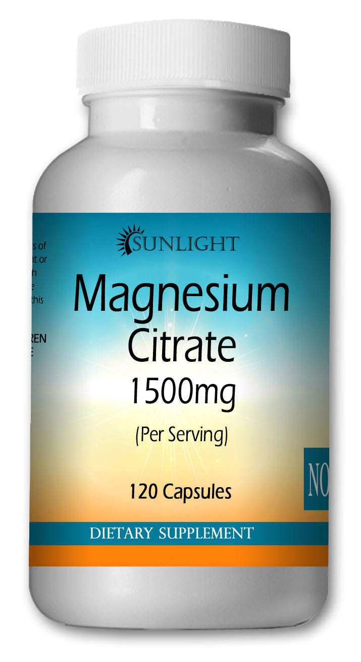 Magnesium Citrate 1500mg Large Bottles Of 120 Capsules Per Serving Sunlight