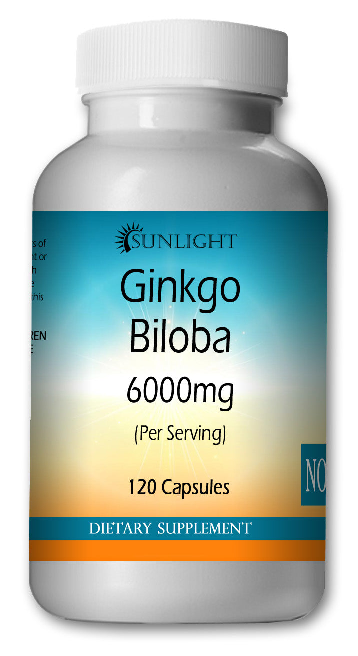 Ginkgo Biloba 6000mg Large Bottles Of 120 Capsules Per Serving Sunlight