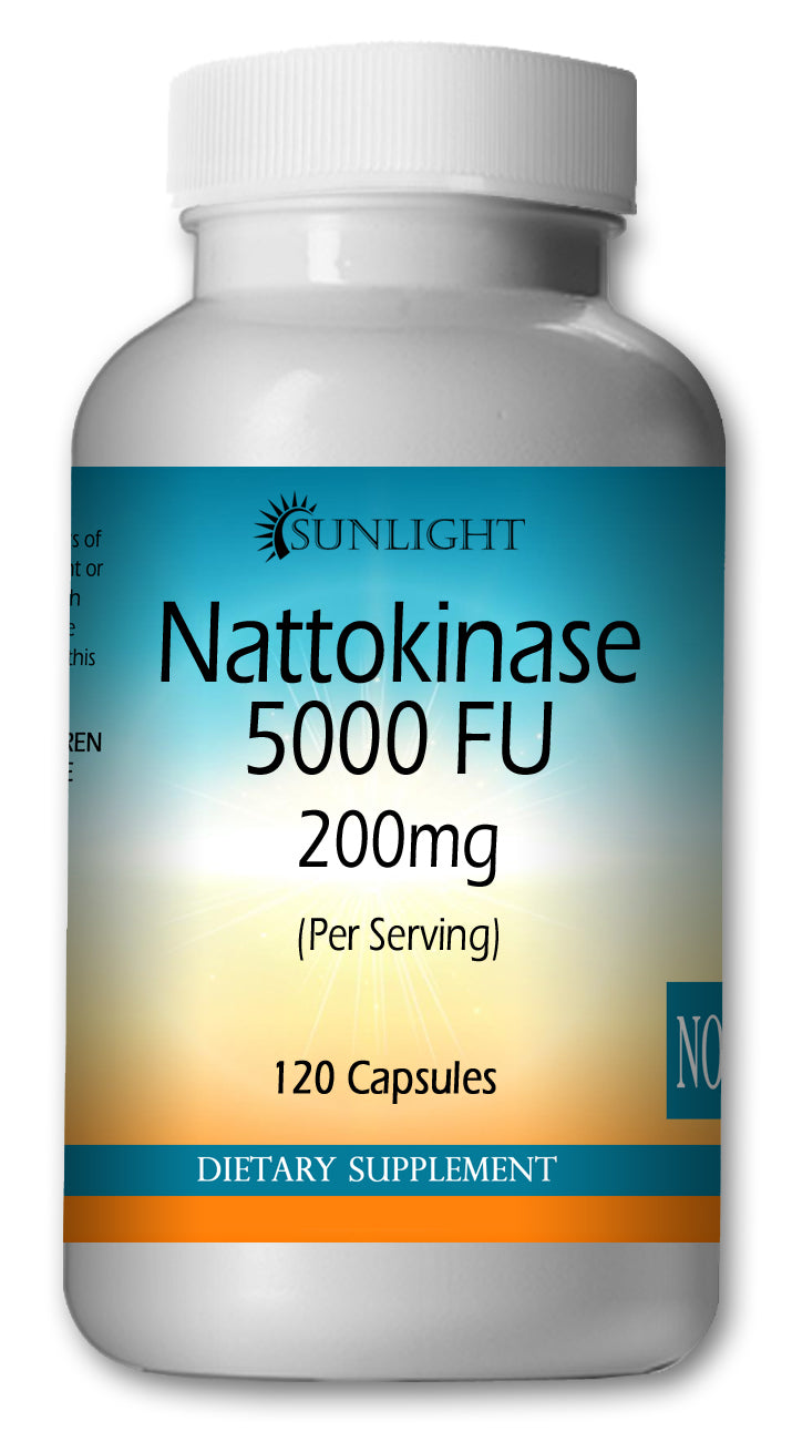 Nattokinase 5000 FU 200mg Large Bottles Of 120 Capsules Per Serving  Sunlight