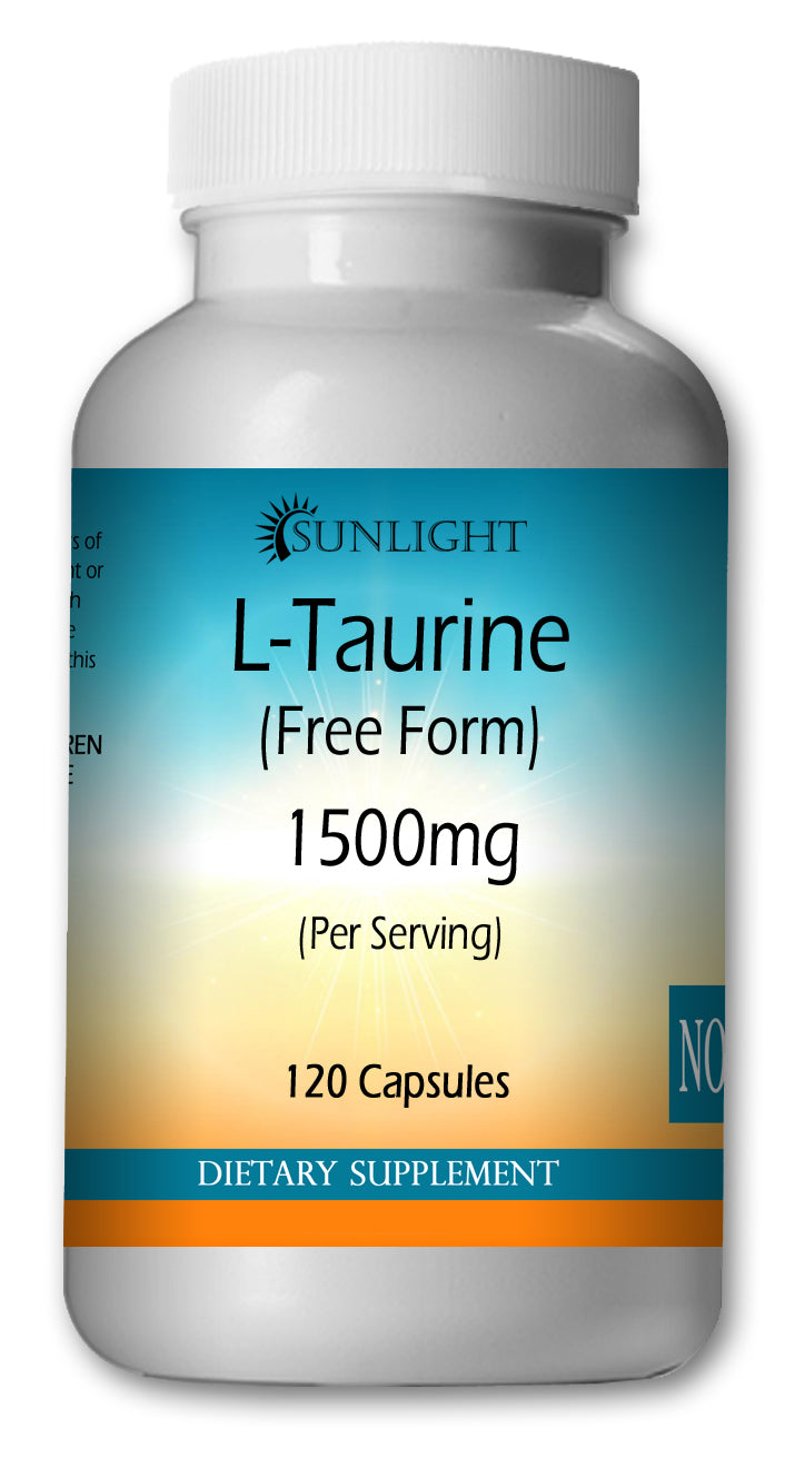 L-Taurine 1500mg Large Bottles Of 120 Capsules Per Serving Sunlight