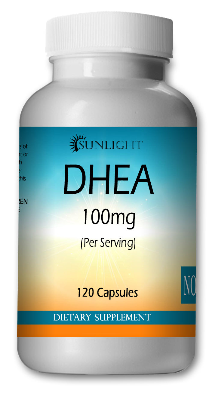 DHEA 100mg Serving High Potency Big Bottle 120 Capsules Per Serving Sunlight