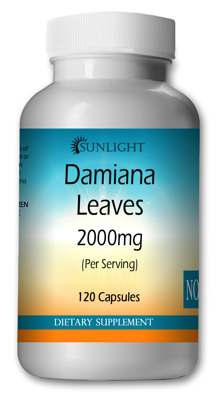 Damiana Leaves 2000mg Large Bottles Of 120 Capsules Per Serving Sunlight