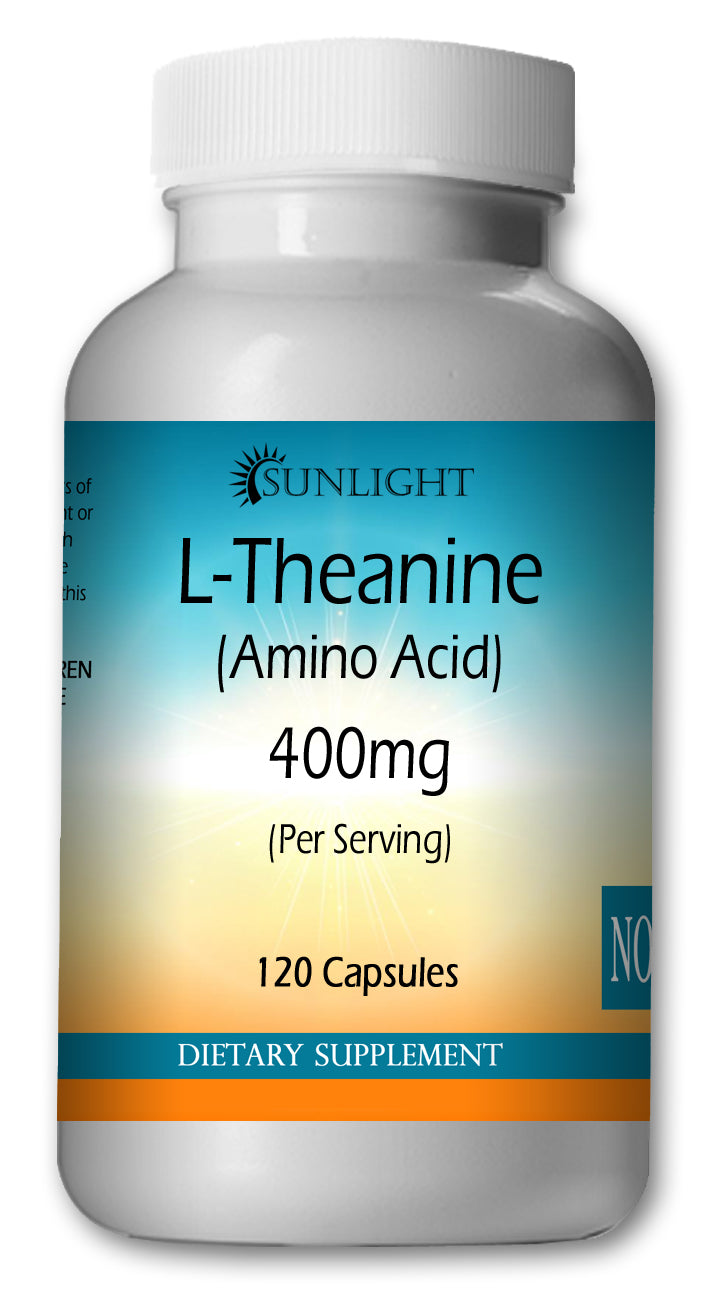 L-Theanine 400mg Large Bottles Of 120 Capsules Per Serving Sunlight