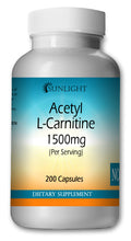 Load image into Gallery viewer, Acetyle L-Carnitine 1500mg High Potency 200 Capsules Big Bottle Sunlight