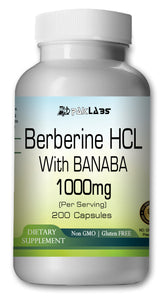 Berberine with Banaba Extract 1000mg Diabetes,Depression,Cholesterol,Heart Big Bottle 200 Capsules PL