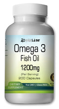 Load image into Gallery viewer, Fish Oil Omega 3 Omega3 1200mg Serving Non Oily High Potency BIG BOTTLE 200 Capsules PL