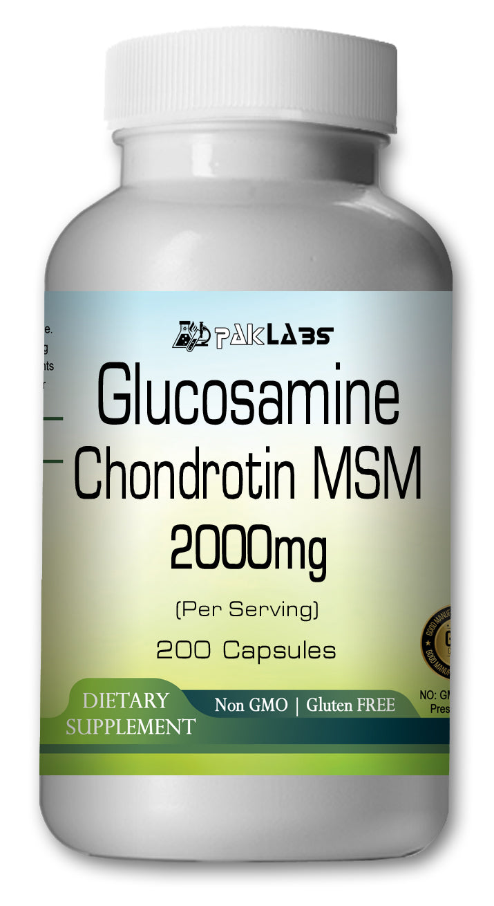 Glucosamine Chondrotin MSM Triple Strength 2000mg Big Bottle 200 Capsules PL
