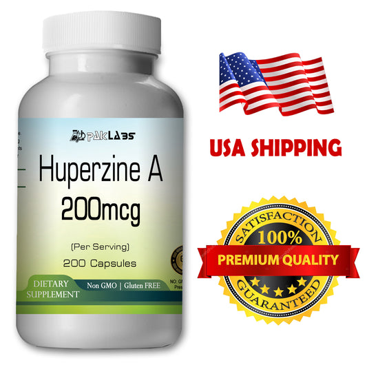 Huperzine A Capsules Enhances Memory 200mcg HIGH POTENCY 200 Capsules Big Bottle PL