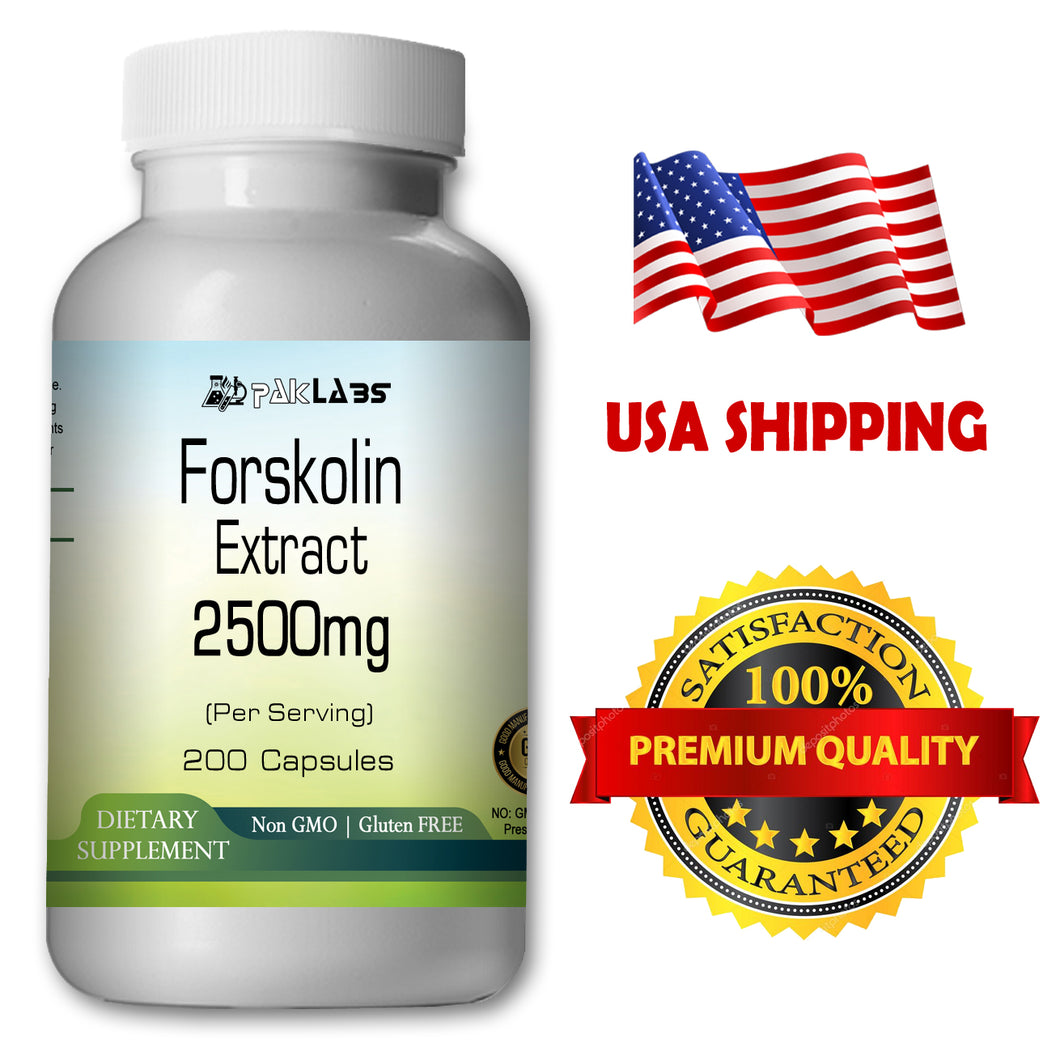 Forskolin 100% Organic Extract 2500mg Coleus Forskohlii Weight Loss 200 Capsules PL