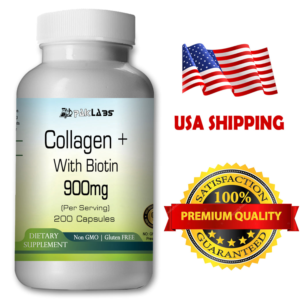 Collagen+ Biotin Optimizer 900mg Serving For Joints, Hair, Nail, Skin Big Bottle 200 Capsules PL