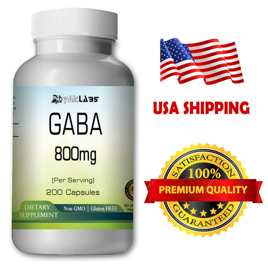 GABA Gama Aminobutyric Acid 800mg Big Bottle 200 Capsules PL