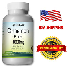 Load image into Gallery viewer, Cinnamon Bark High Potency 1000mg Serving High Potency Big Bottle 200 Capsules PL
