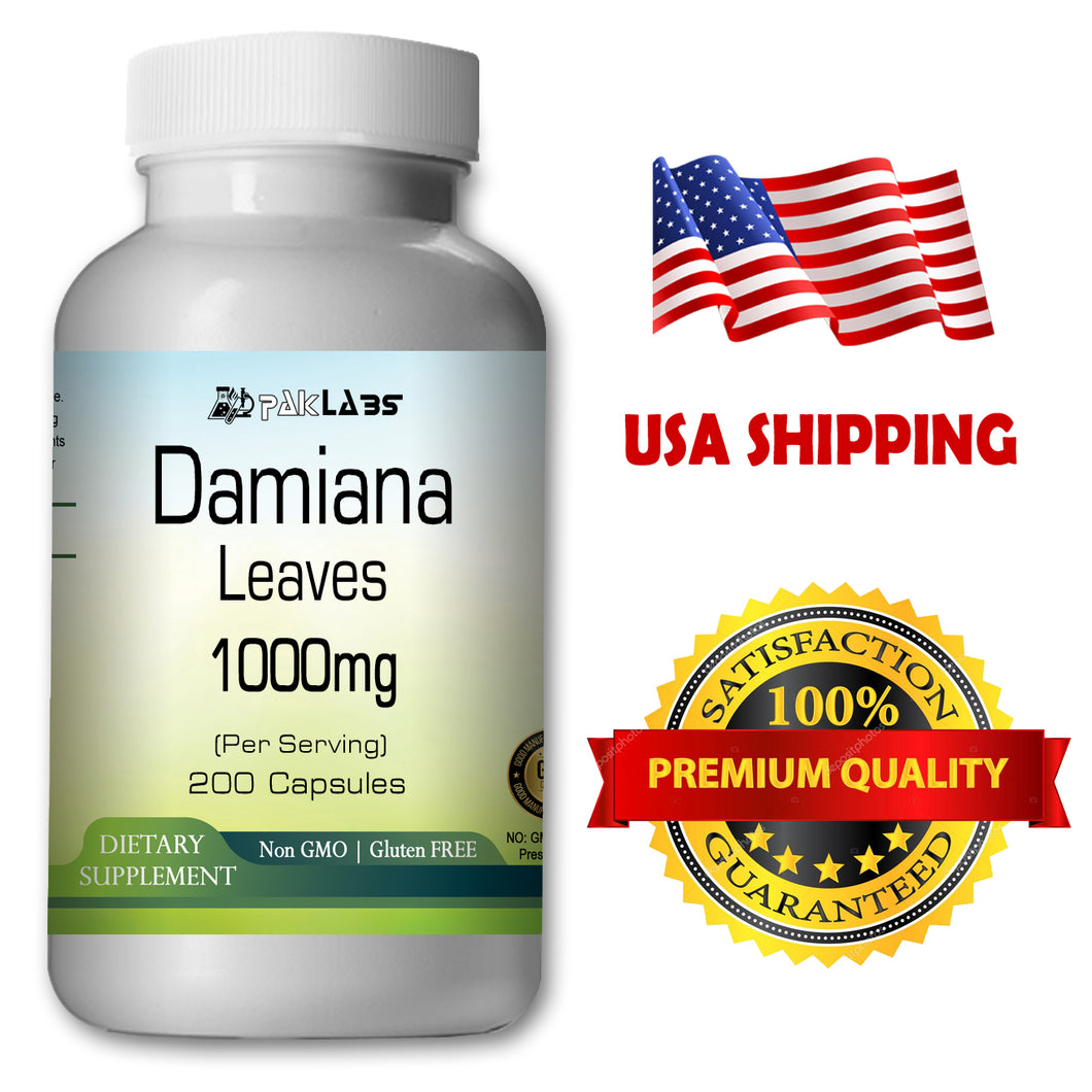 Damiana Leaves 1000mg Serving High Potency Big Bottle 200 Capsules PL