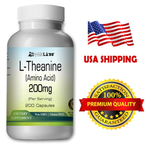 L-Theanine 200mg, 200 Capsules - Stress Relief Double Strength PL