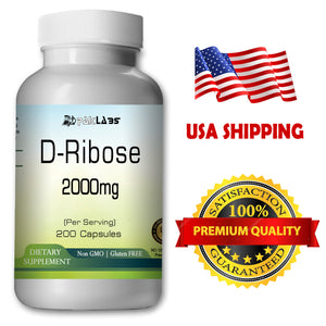 D-Ribose 2000mg Serving High Potency Big Bottle 200 Capsules PL
