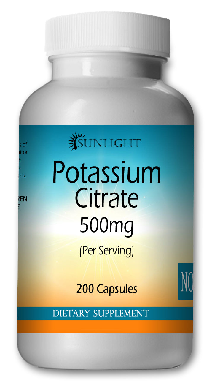 Potassium Citrate 500mg Large Bottles Of 200 Capsules Per Serving Sunlight