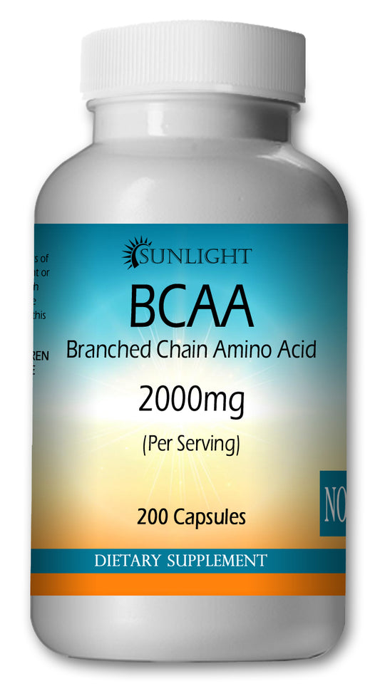 BCAA Branched Chain Amino Acids 2000mg Serving 200 Capsules SL
