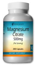 Load image into Gallery viewer, Magnesium Citrate 500mg Large Bottles Of 200 Capsules Per Serving Sunlight
