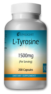 L-Tyrosine 1000mg Large Bottle Of 200 Capsules Per Serving Sunlight
