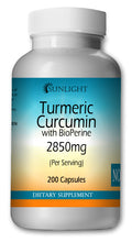 Load image into Gallery viewer, Turmeric Curcumin 2850mg Large Bottles Of 200 Capsules Per Serving Sunlight