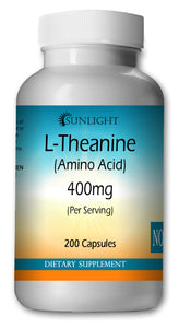 L-Theanine 400mg Large Bottles Of 200 Capsules Per Serving Sunlight