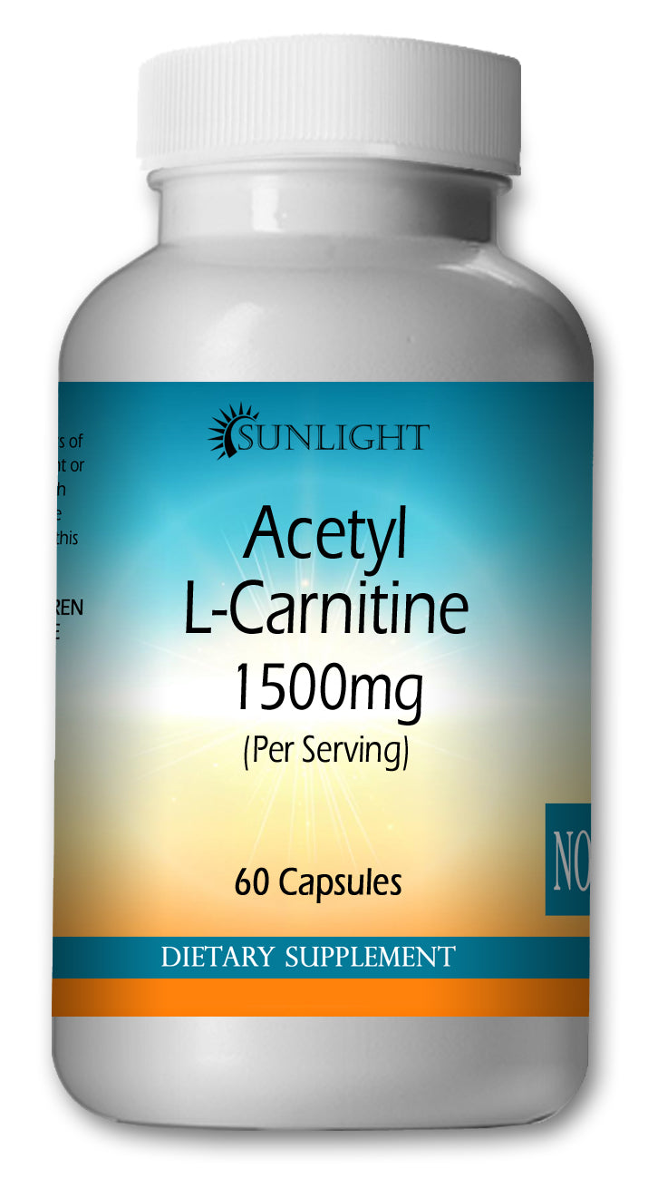 Acetyle L-Carnitine 1500mg High Potency 60 Capsules Big Bottle Sunlight
