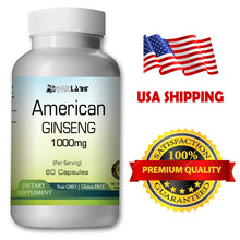 Load image into Gallery viewer, American GINSENG 1000mg High Potency Big Bottle 60 Capsules PL