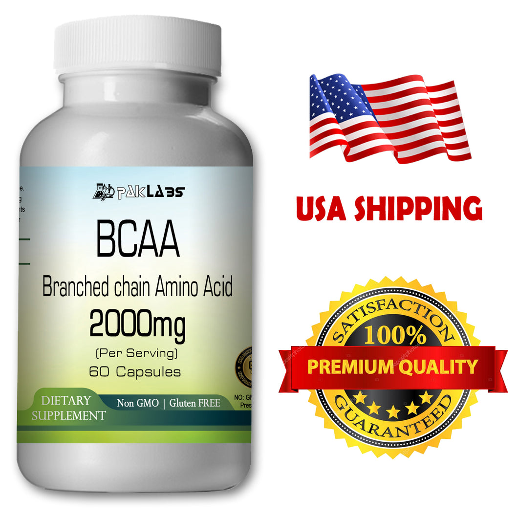 BCAA Branched Chain Amino Acids 2000mg Serving 60 Capsules PL