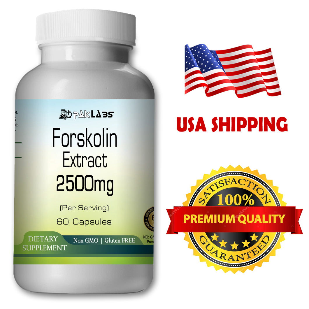 Forskolin 100% Organic Extract 2500mg Coleus Forskohlii Weight Loss 60 Capsules PL