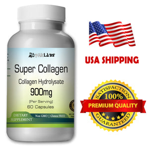 Super Collagen 900mg Serving For Joints, Hair, Nail, Skin Big Bottle 60 Capsules PL