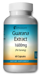 Guarana 1600mg Large Bottles Of 60 Capsules Per Serving Sunlight