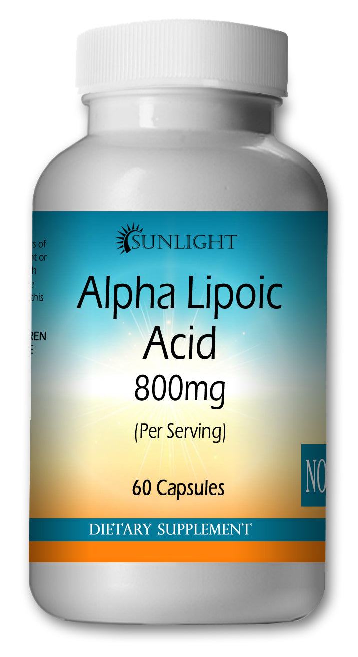 ALA Alpha Lipoic Acid 800mg Serving Extreme Strength Big Bottle 60 Capsules - Sunlight