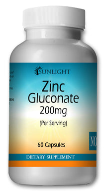 Zinc Gluconate 200mg Large Bottles Of 60 Capsules Per Serving Sunlight