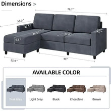 Load image into Gallery viewer, Convertible Sectional Sofa, Modern Linen Fabric L-Shaped Couch 3-Seat Sofa Sectional with Reversible Chaise