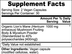 Lion's Mane Mushroom Capsules - Boost Brain Health & Immune System Focus