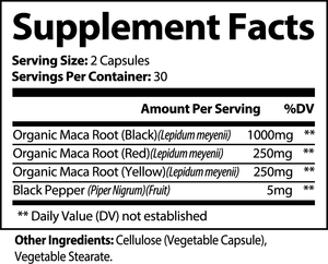 Maca Root Plus Capsules - Enhance Vitality, Mood, Hormonal Balance Natural Organic