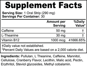 Energy Strips Oral Vitamin B12 L-Theanine For Instant Energy