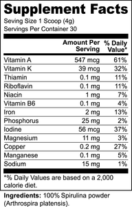 Organic Pure Spirulina Powder - Superfood Green Algae Supplement